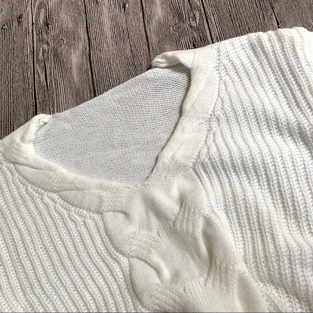 💕Happy Friday Sexy White V Neck Cozy Sweater - Picture 7 of 8